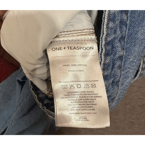 One Teaspoon Awesome Baggies Jeans Womens Sz 34 Blue Distressed High Waist - Picture 5 of 8